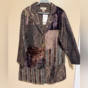 Anu by Natural Embroidered Jacket Size XL Boho Patchwork